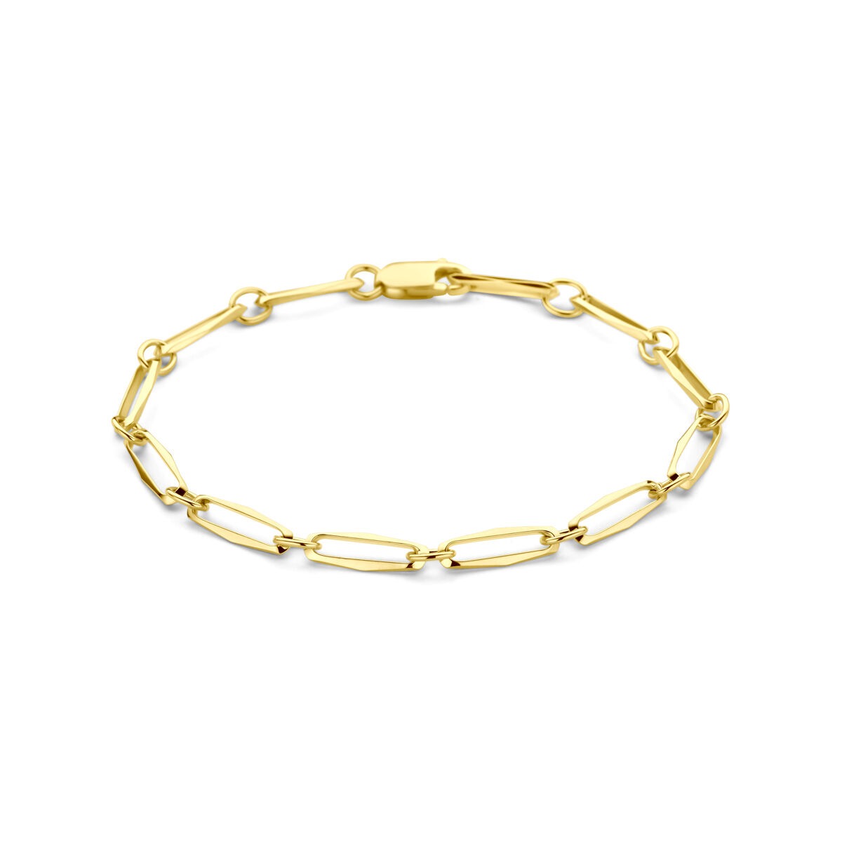 Bracciale in oro giallo 14k con maglie chiuse di 4,5 mm.