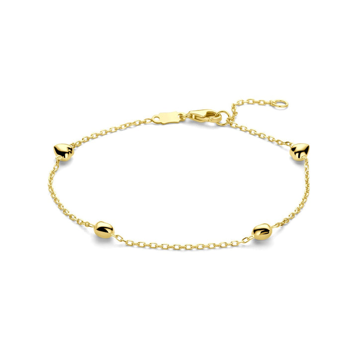 9k Geelgouden armband met hartjes