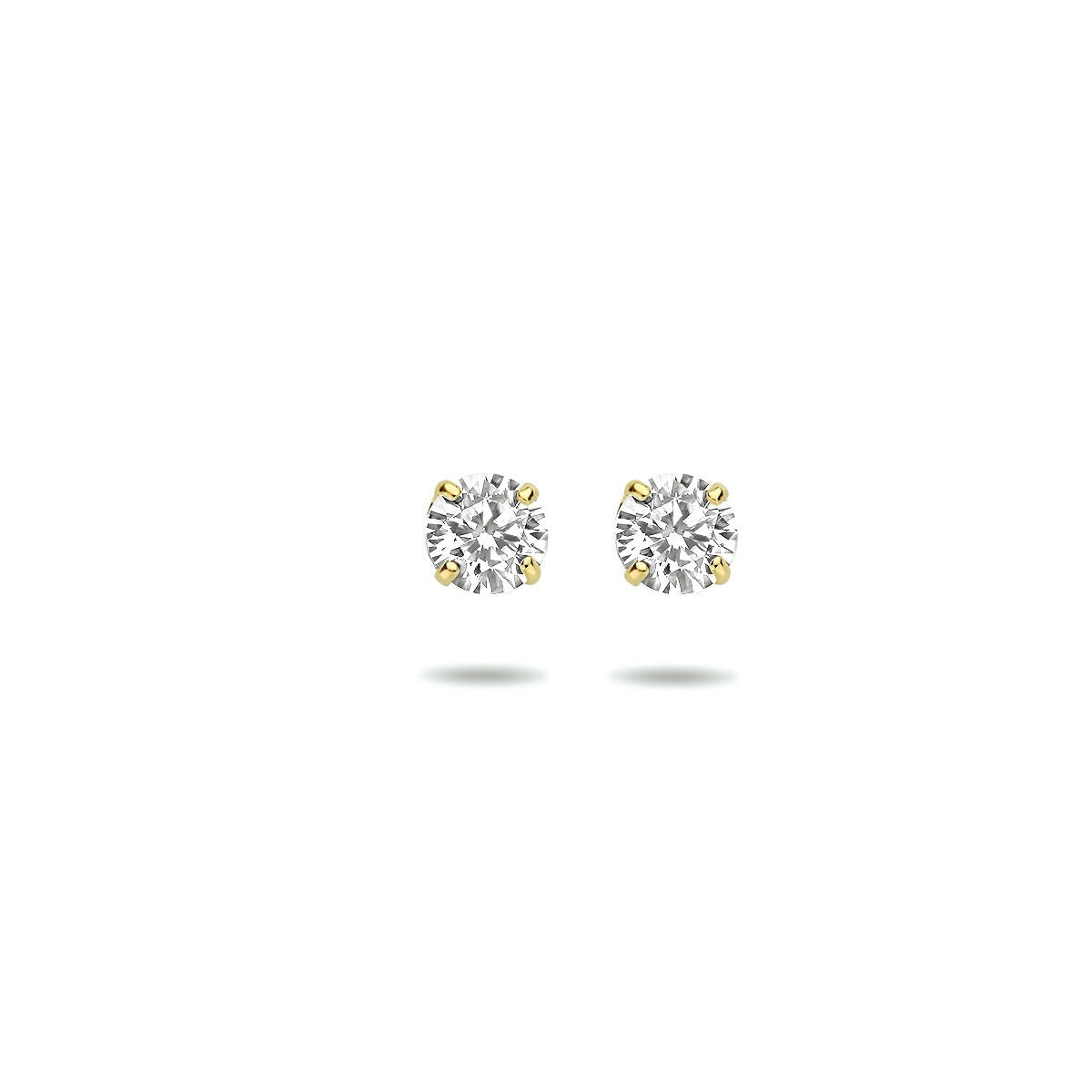 Orecchini in oro giallo 9k con zirconi, forma rotonda e finitura lucida.
