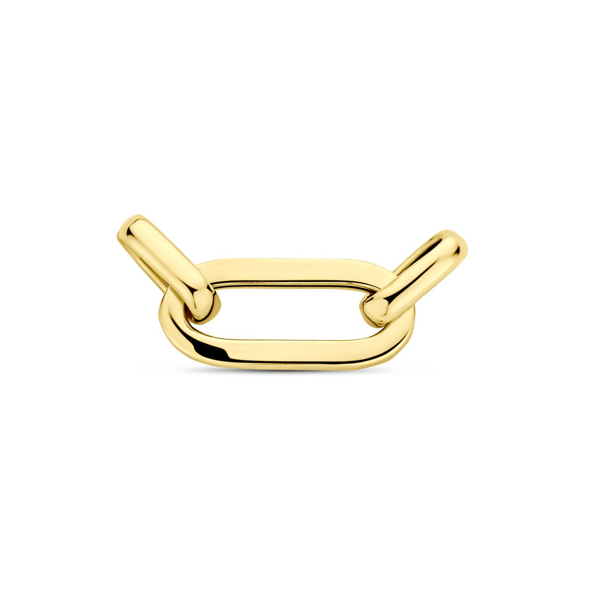 Collegamento in oro giallo 14k con forma ovale e dettagli lucidi.