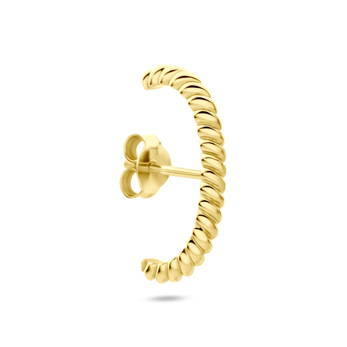 Orecchino in argento 925 placcato oro, con design a spirale.