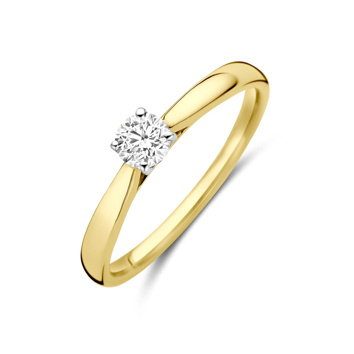 Anello bicolore in oro giallo e bianco con diamante lab-grown da 0,25 ct.