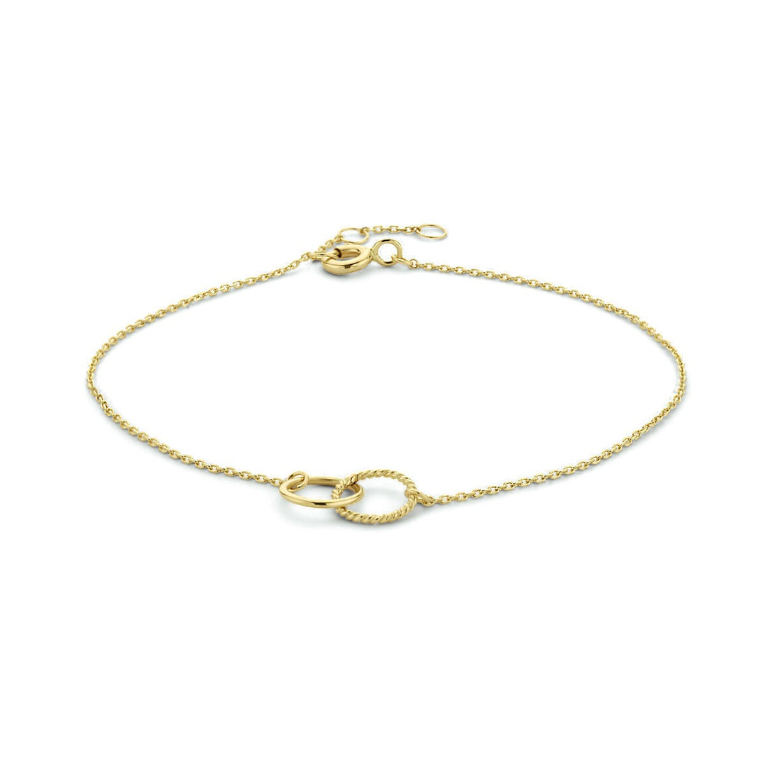 9k Geelgouden dames armband met dubbele cirkels