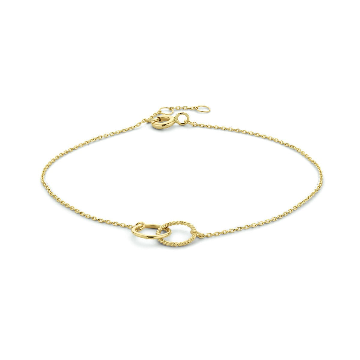 Bracciale da donna in oro giallo 9k con doppie cerchi.