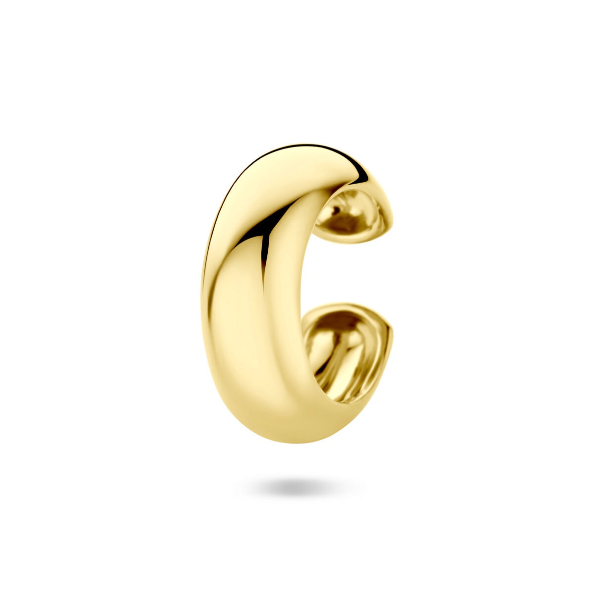 Verguld zilveren earcuff met een gladde, ronde vorm en een glanzende afwerking.