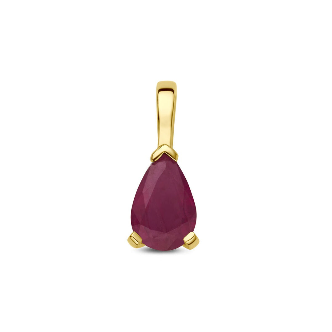 14k Geelgouden hanger met robijn