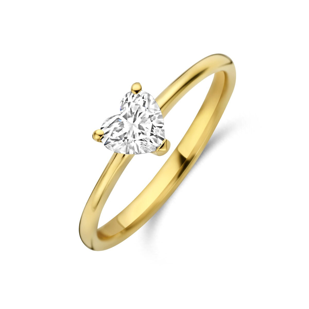 Anello in oro giallo 14k con diamante lab grown a forma di cuore da 0,50 ct.