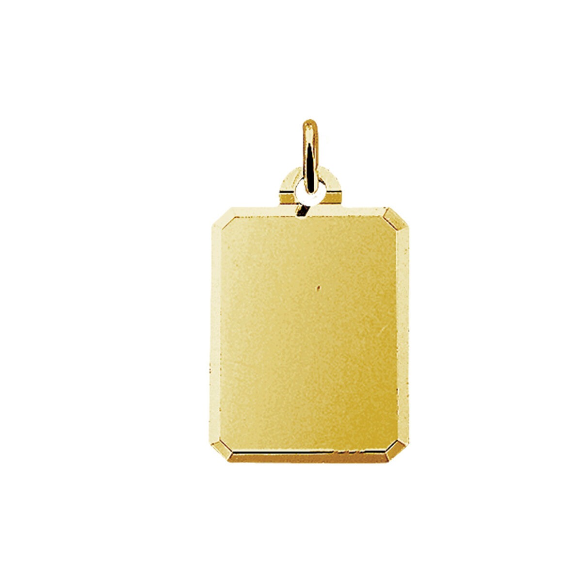 Ciondolo rettangolare in oro giallo 14k con finitura lucida.