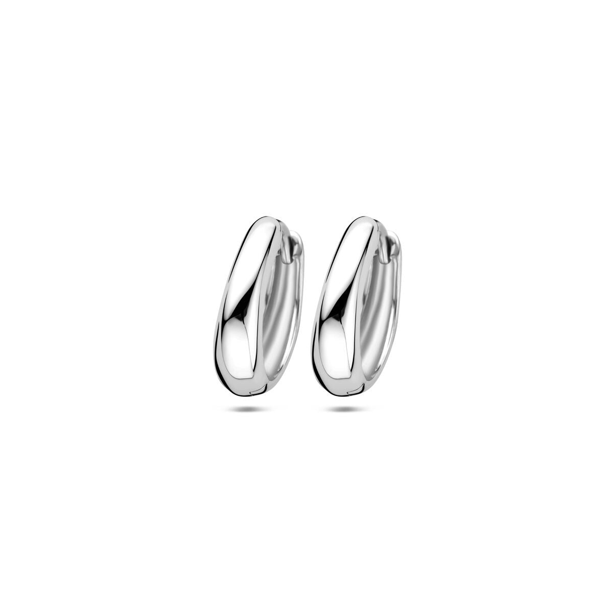 Orecchini alla creola in argento 925 rodiato, forma ondulata, diametro di 15 mm.