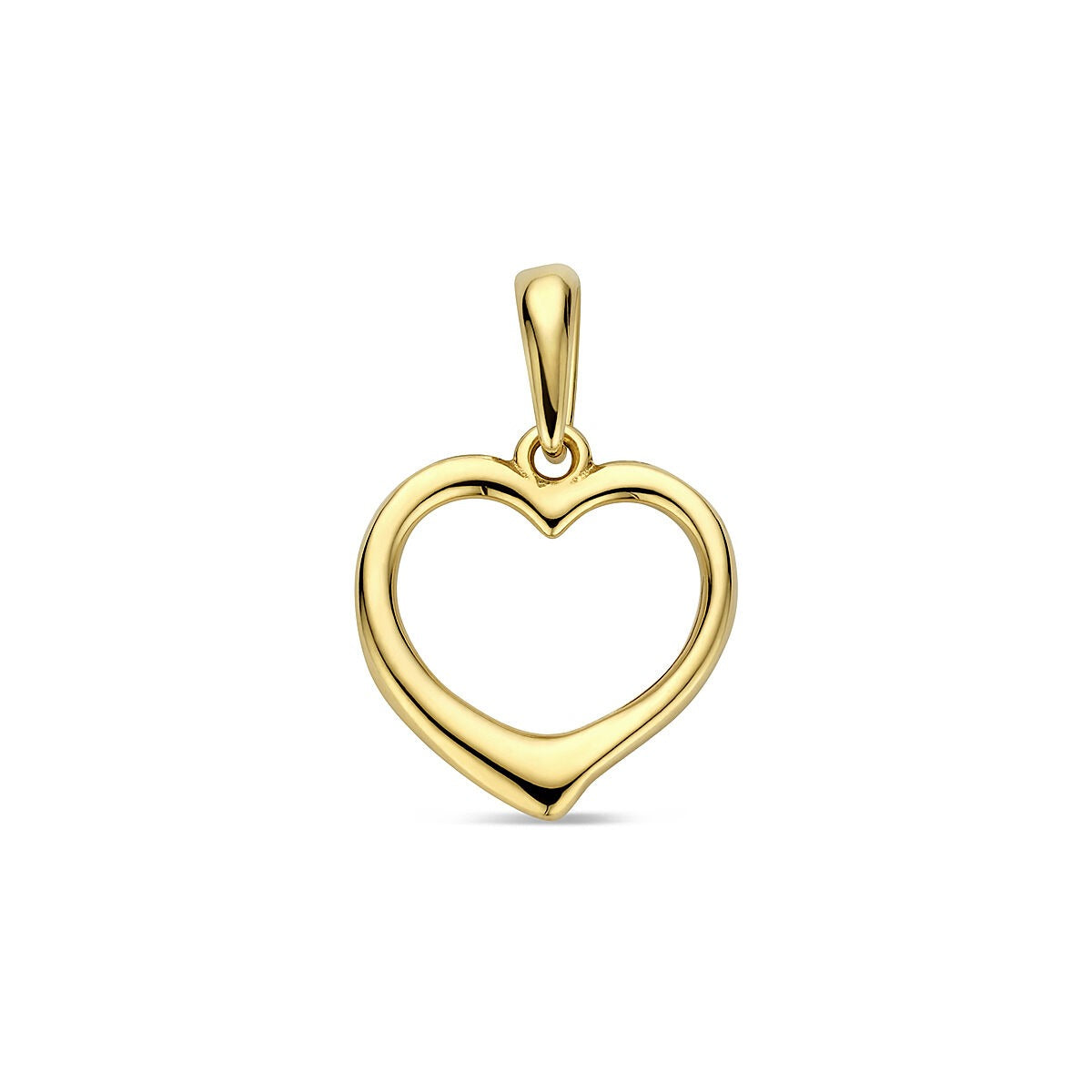 Ciondolo a forma di cuore in oro giallo 9 carati, con finitura lucida.