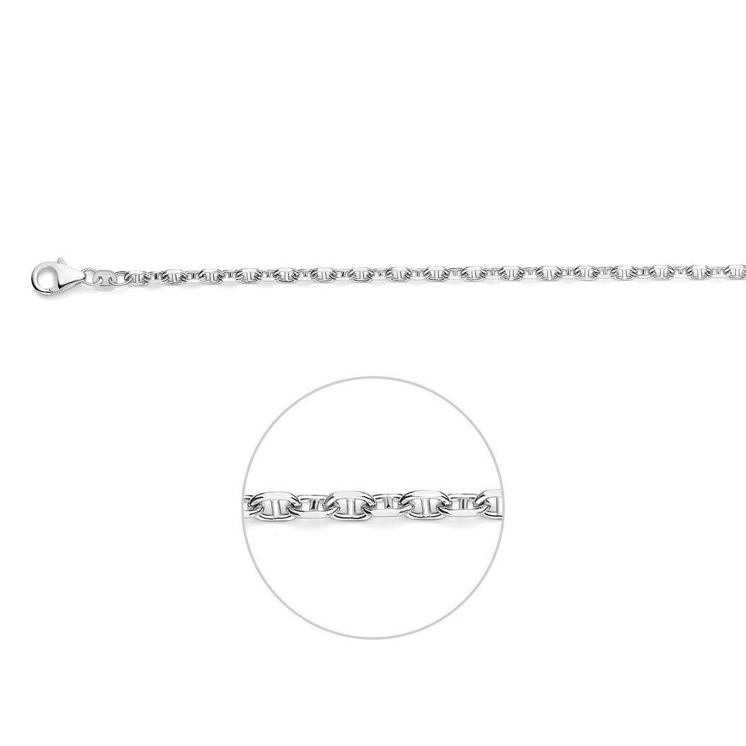 Gerhodineerd 925 zilveren herenketting met marineschakel