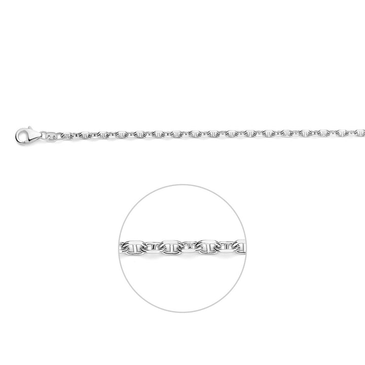 Gerhodineerd 925 zilveren herenketting met marineschakel