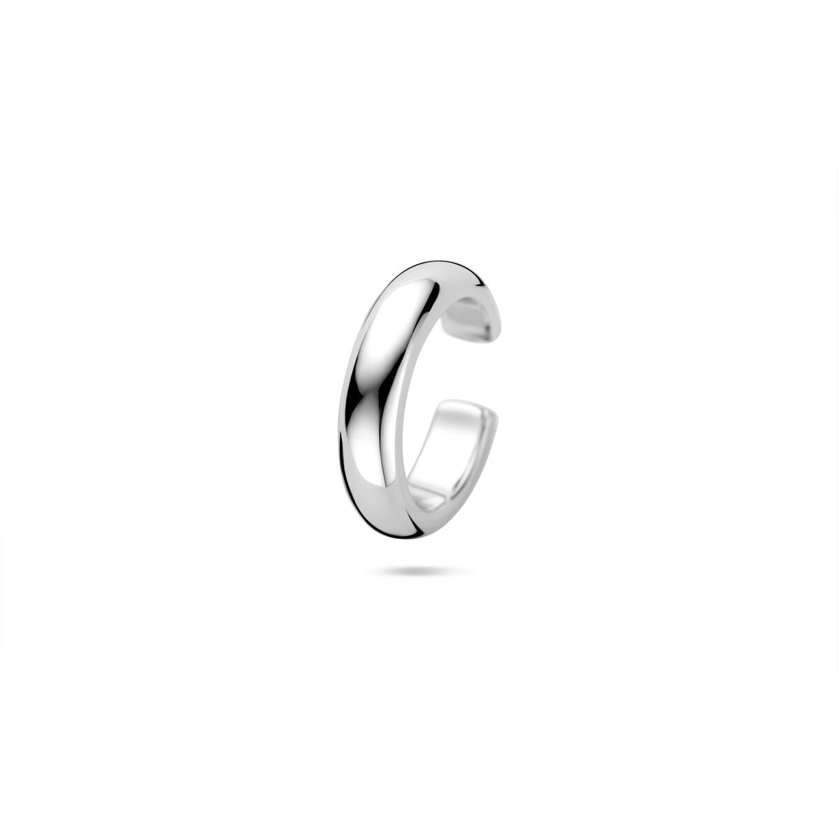 Ear cuff in argento rodiato, forma curva, dimensioni 14.5x3.5 mm.