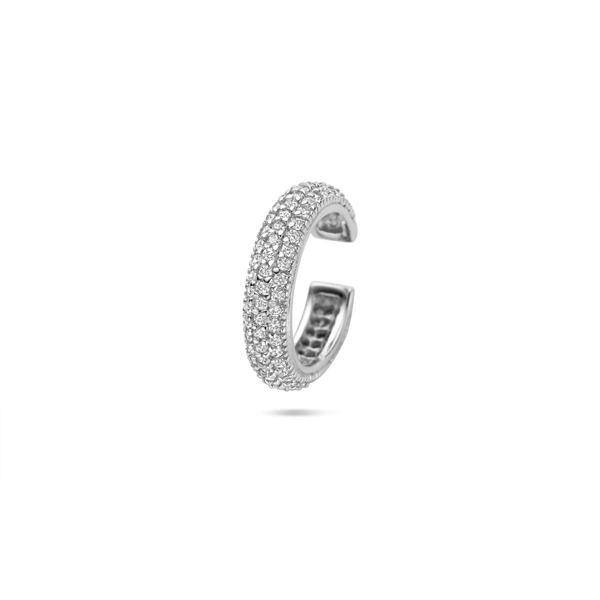 Ear cuff in argento rodiato 925 con zirconi, finitura pavé.