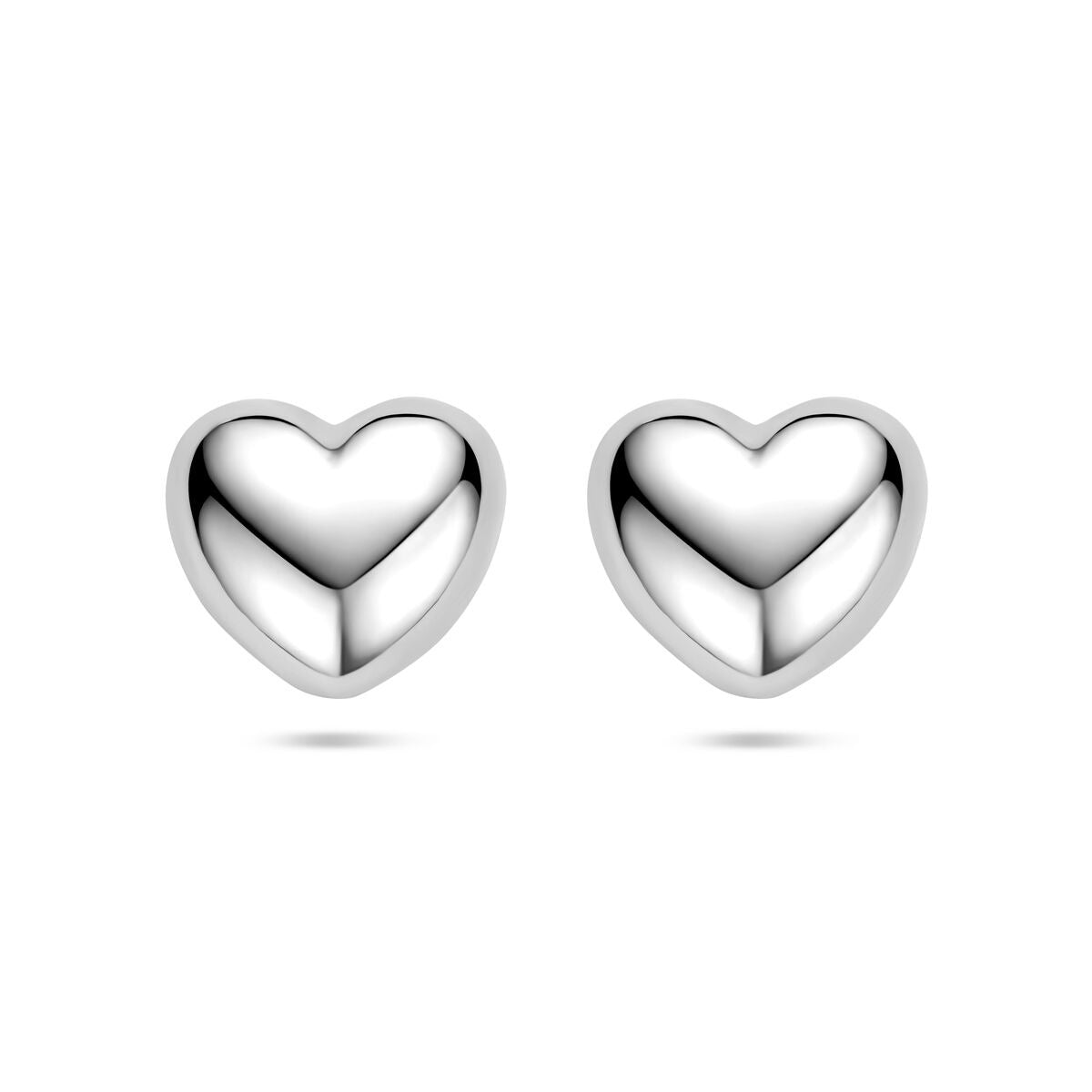 Orecchini a lobo in argento con cuore rodiato 13 mm