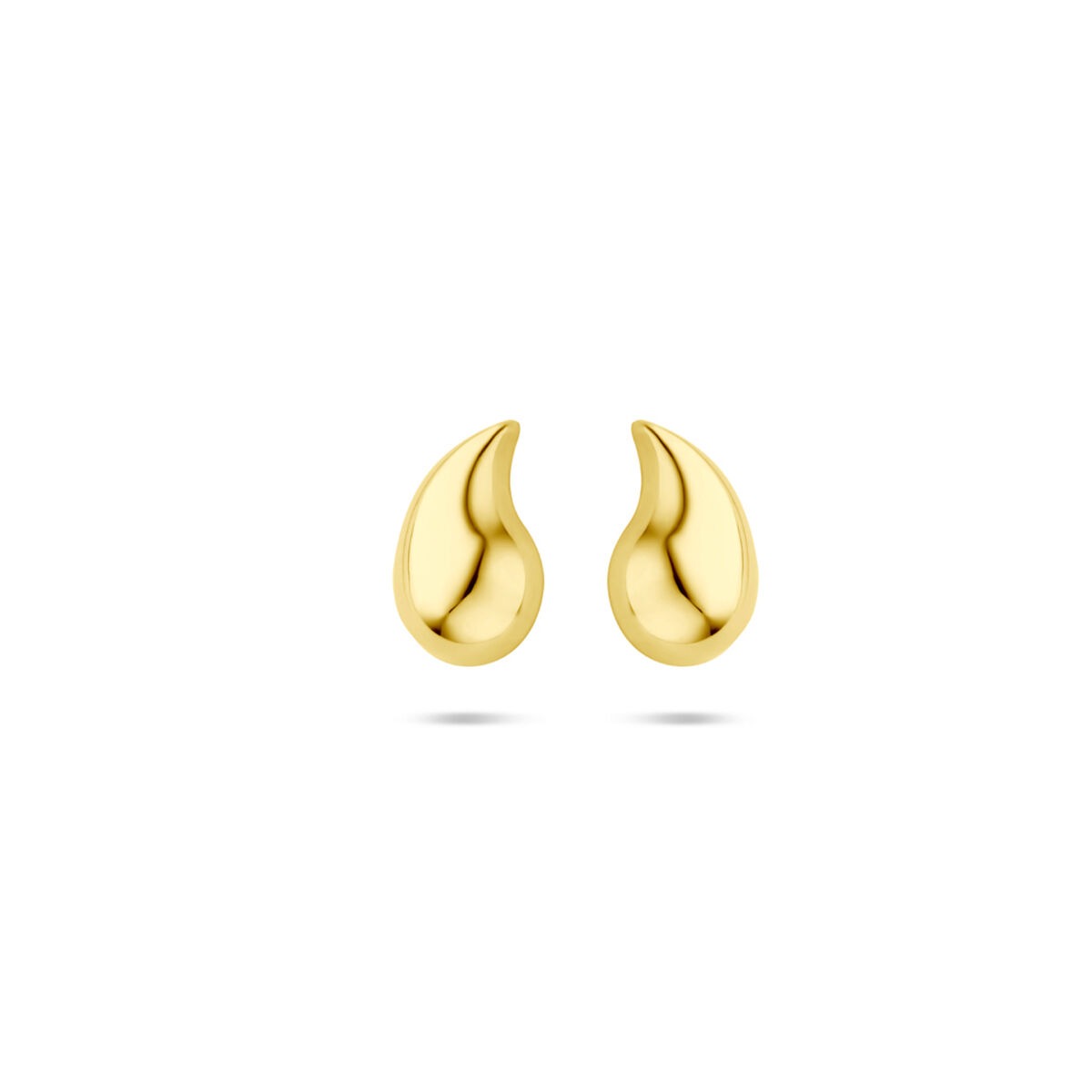 Orecchini a bottone in oro 14k, forma a goccia, dimensione 8,5 mm.