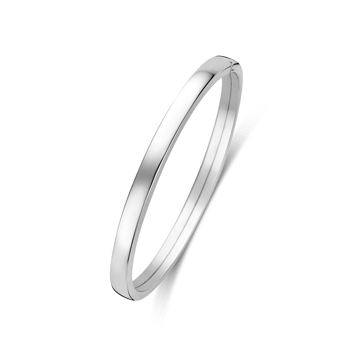 Gerhodineerde 925 zilveren bangle met een strakke, gladde afwerking en een minimalistisch ontwerp.