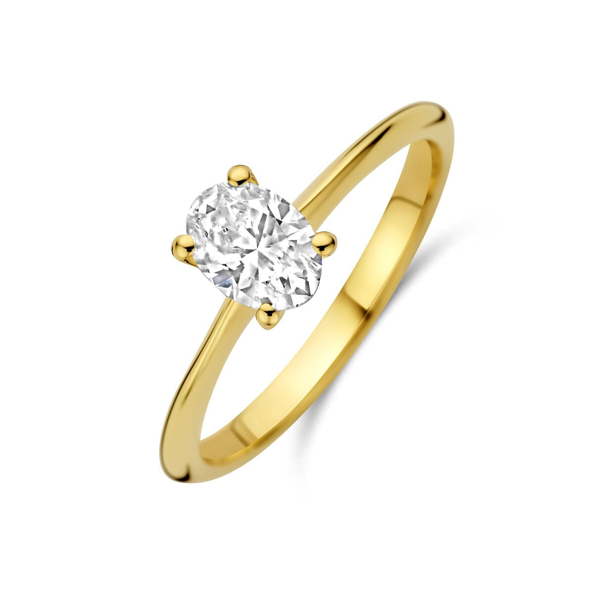 Anello in oro giallo 14k con diamante lab-grown ovale da 0,50 ct.