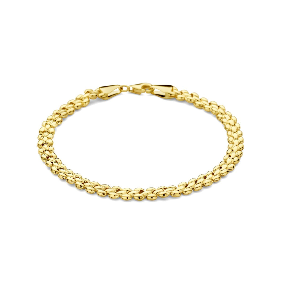 Bracciale da donna in oro 14k con maglia a catena ancorata.