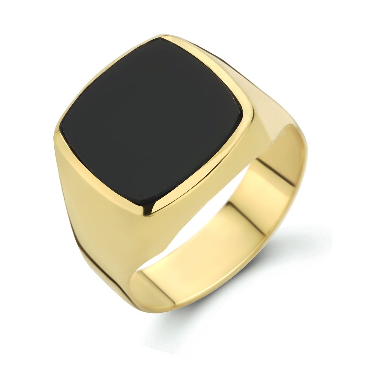 anello sigillo onice oro giallo 14K