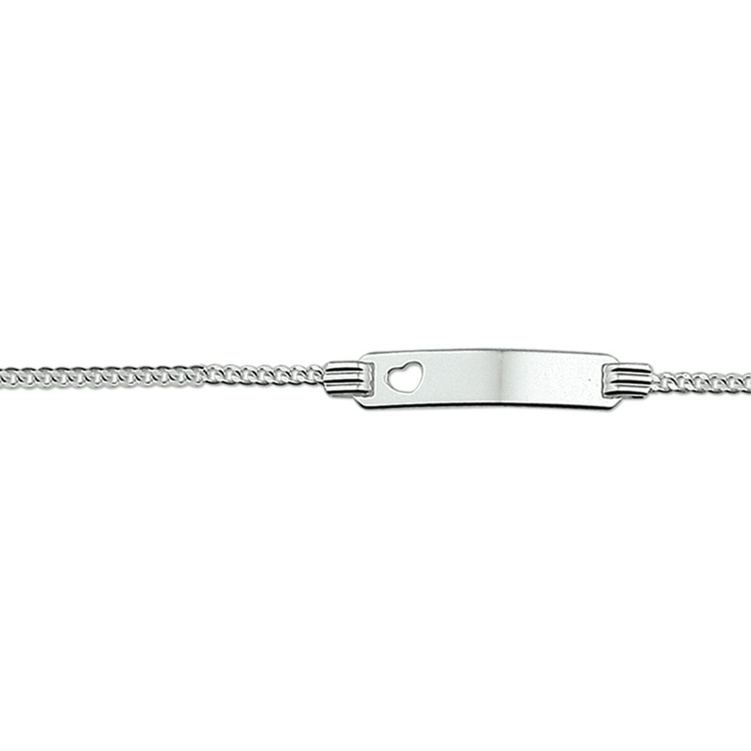 Gerhodineerde zilveren kinder graveerarmband met hart