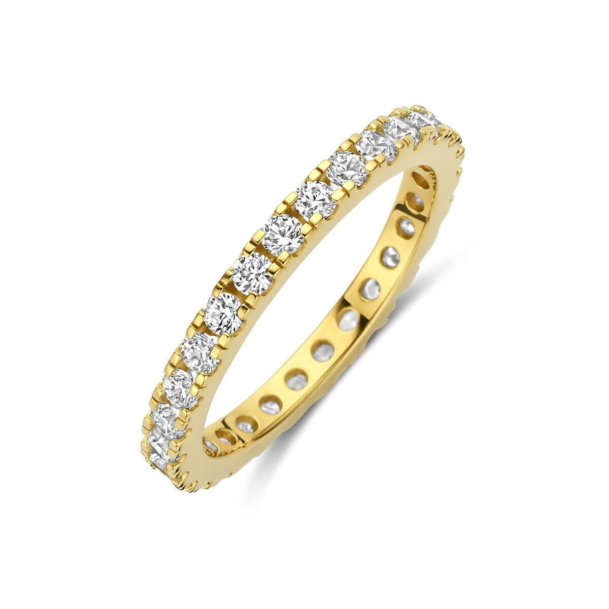 Anello in argento 925 placcato oro con zircone di 2,2 mm.