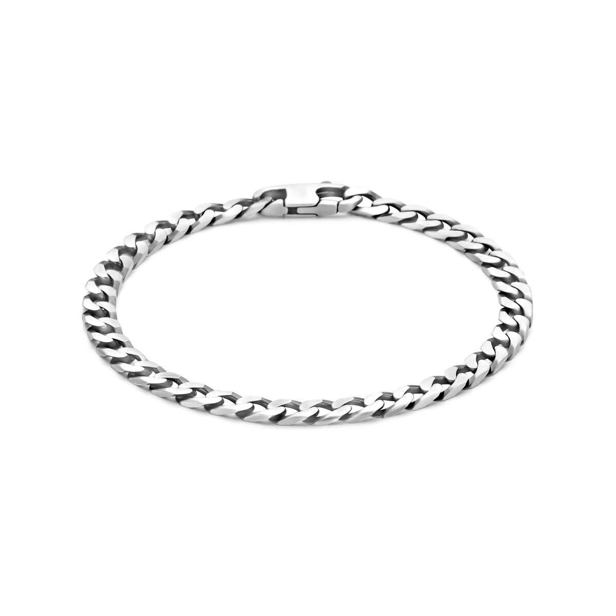 Geoxideerd 925 zilveren herenarmband met gourmetteschakel