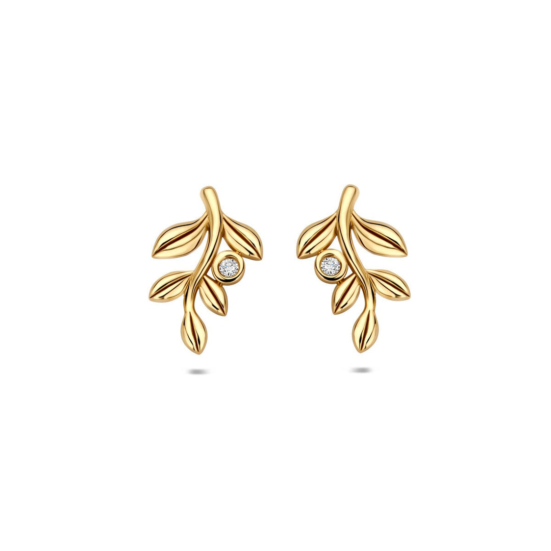14k Geelgouden oorknoppen met lab grown diamant