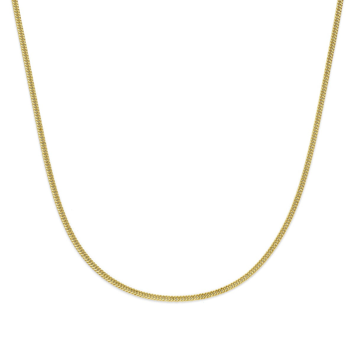 14k geelgouden gourmette collier met een zilveren kern, 45 cm lang en een gladde afwerking.