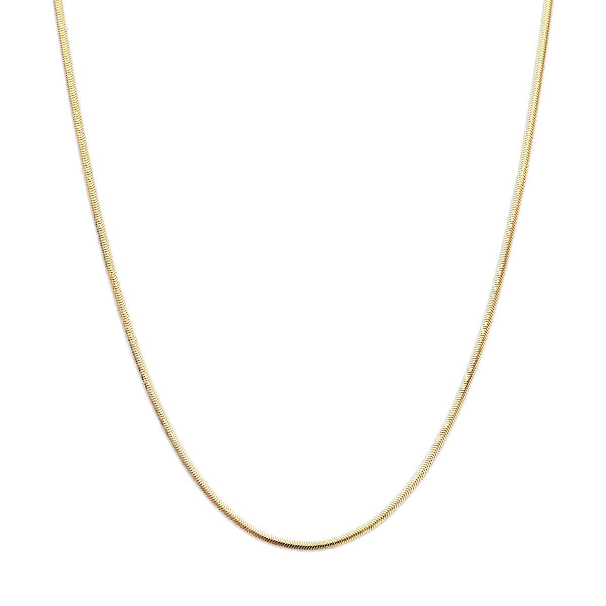 Collana in oro giallo 14k con design a serpente, sottile e lucida.