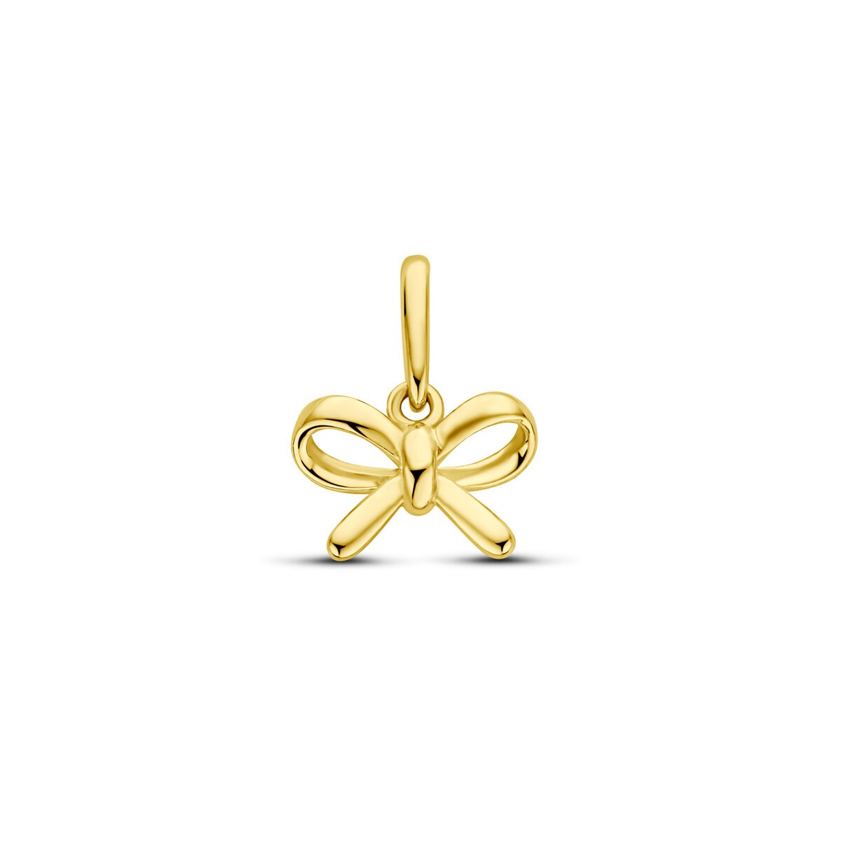 Ciondolo in oro giallo 14k a forma di fiocco.