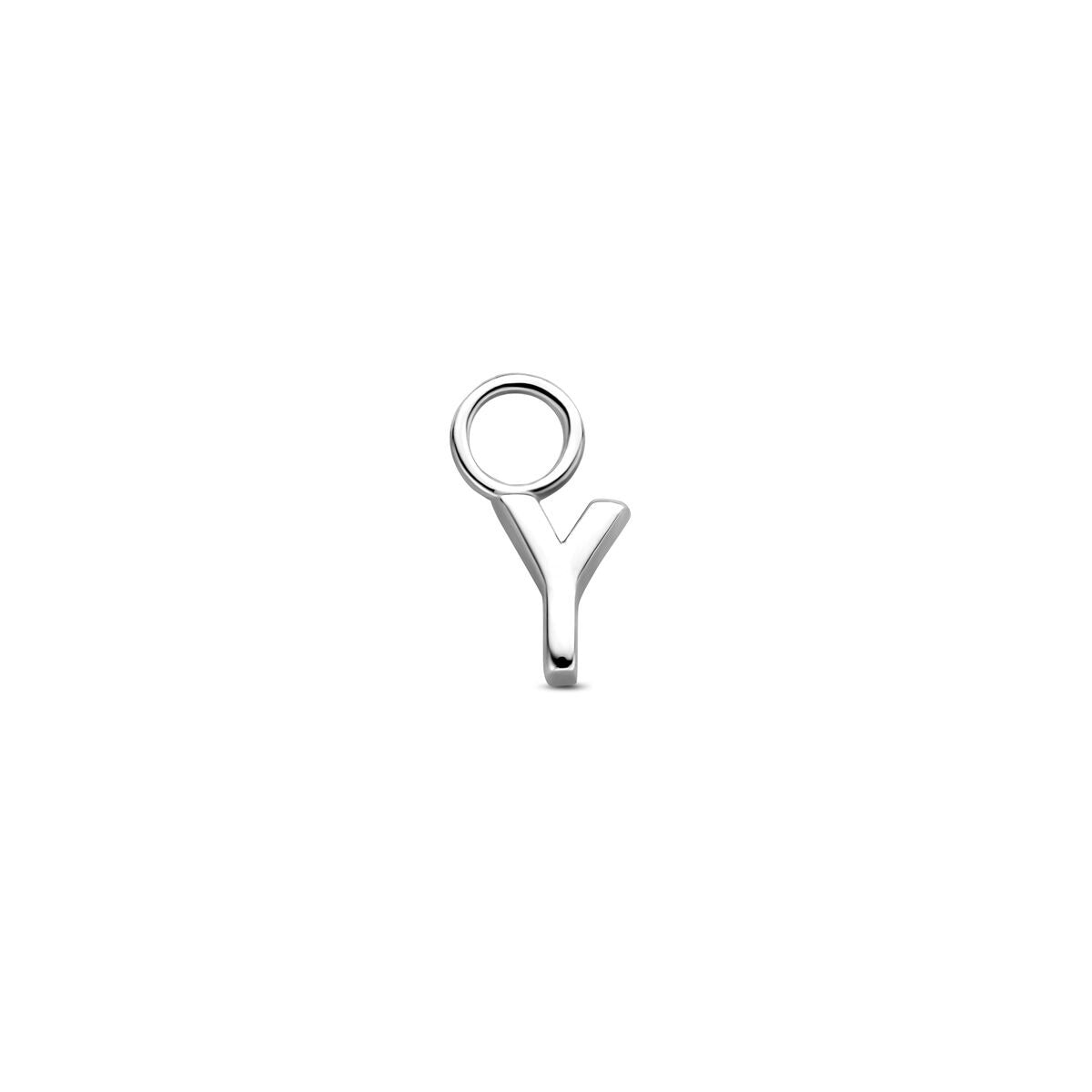 Orecchino pendente in argento rodiato 925 con lettera "Y".