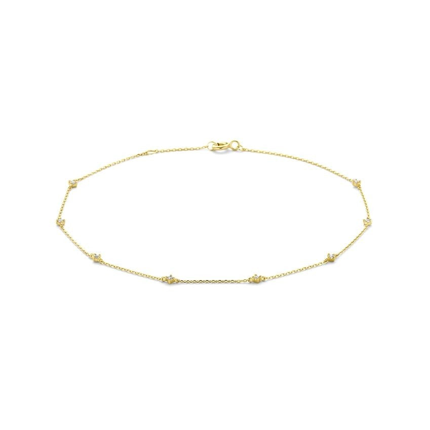 14k Geelgouden Enkelbandje met Zirkonia