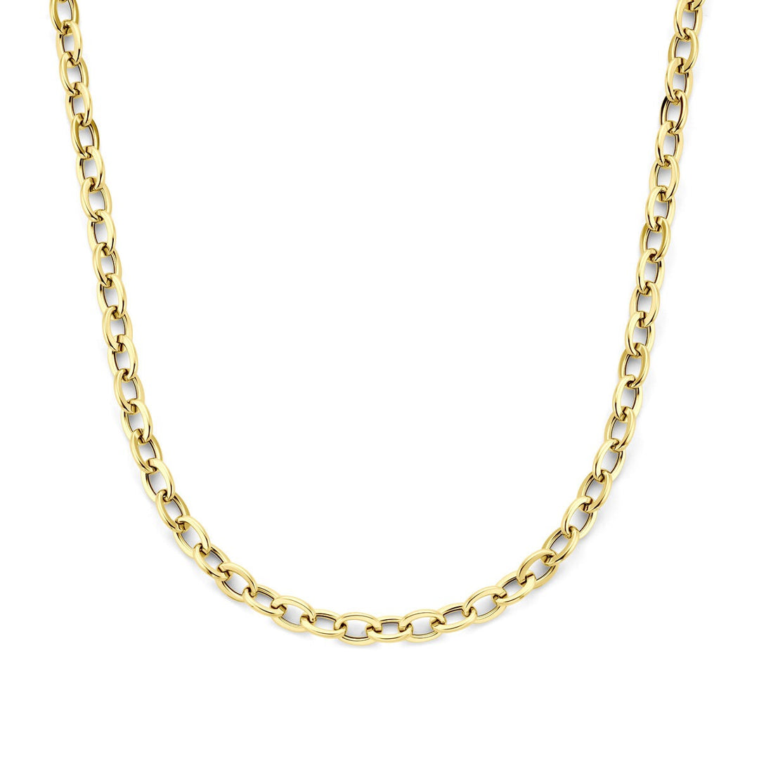 14k geelgouden dames ketting met ronde en rechthoekige draadschakels 8.5mm