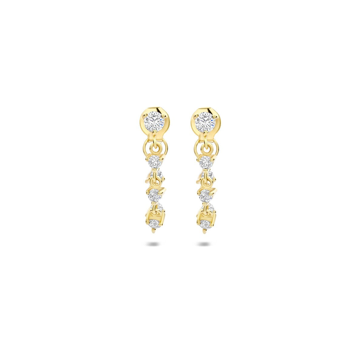 Orecchini in argento 925 placcato oro con zirconi, a forma di goccia.