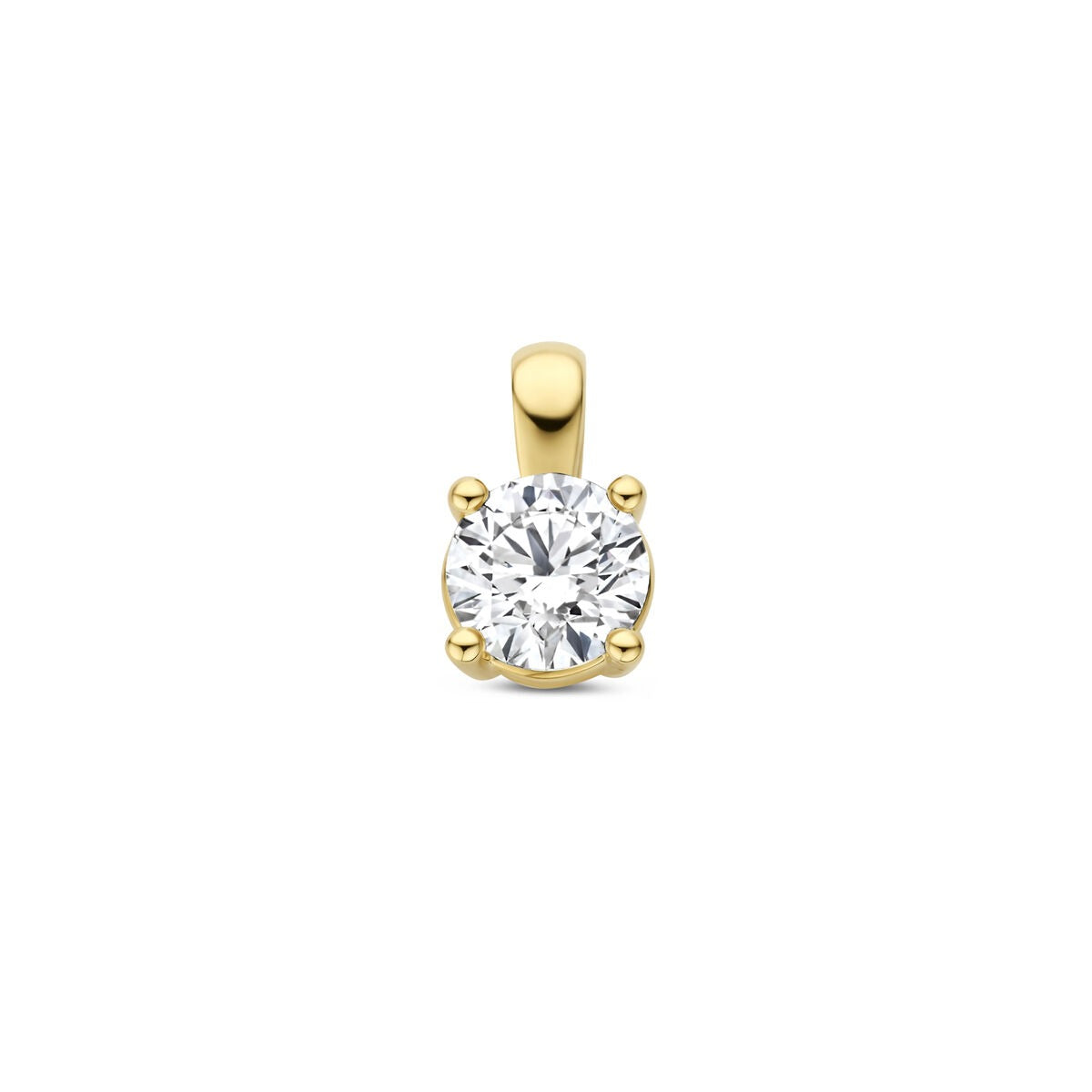 Ciondolo in oro giallo 14k con diamante lab grown, taglio brillante.