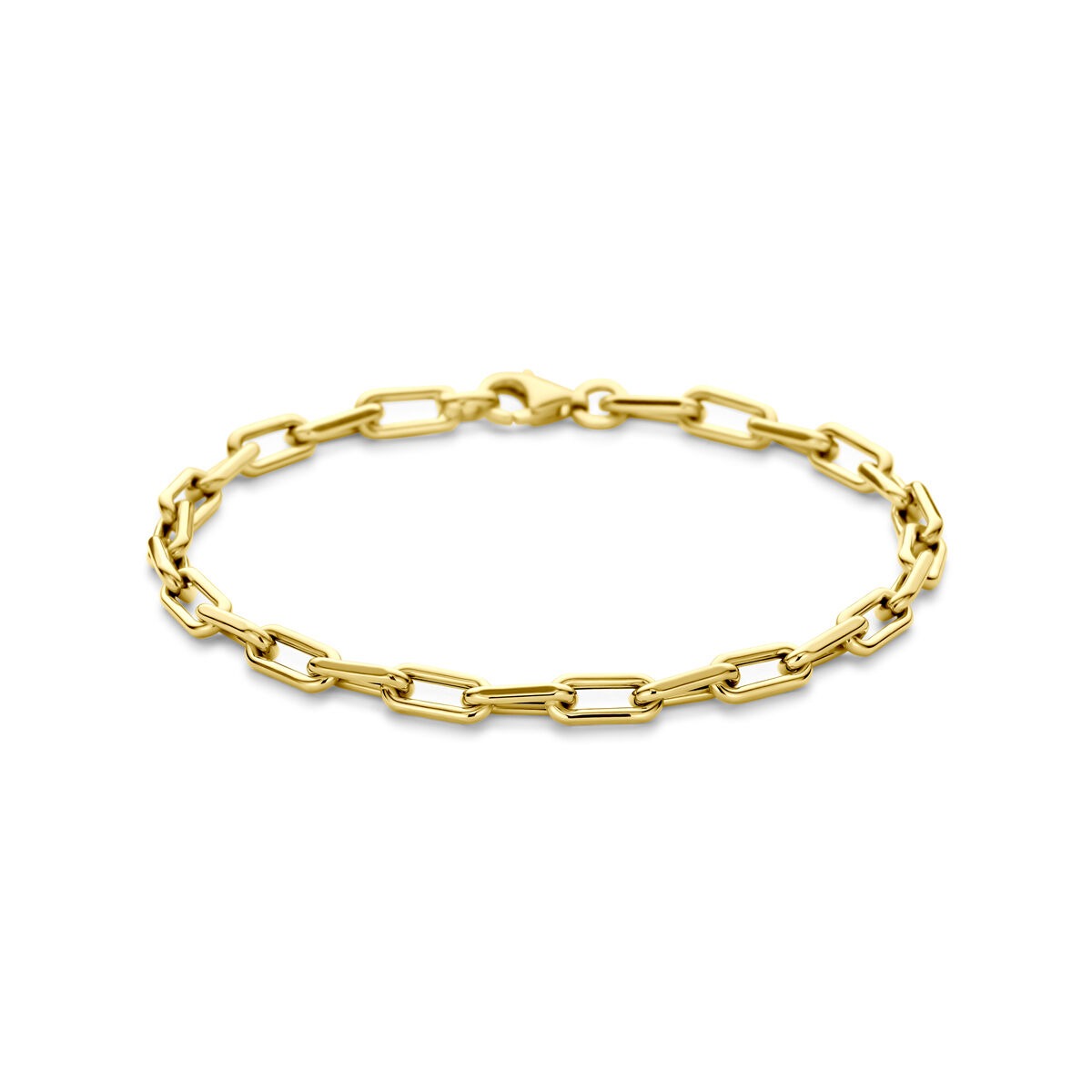 Bracciale da donna in oro 14k con maglie a forma di ancoraggio di 4 mm.