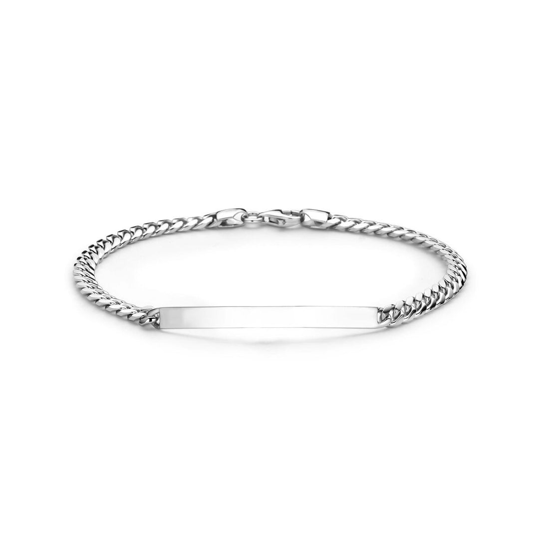 Gerhodineerd 925 zilveren heren graveerarmband met gourmetteschakel