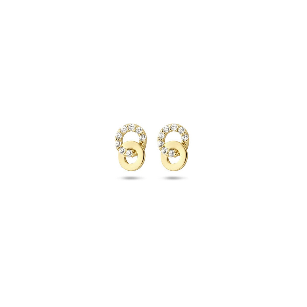 Gouden oorknoppen met zirkonia – 14k, entourage zetting
