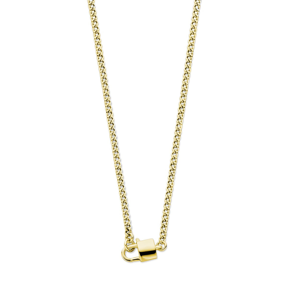 Collana dorata in argento con ciondolo a chiusura.