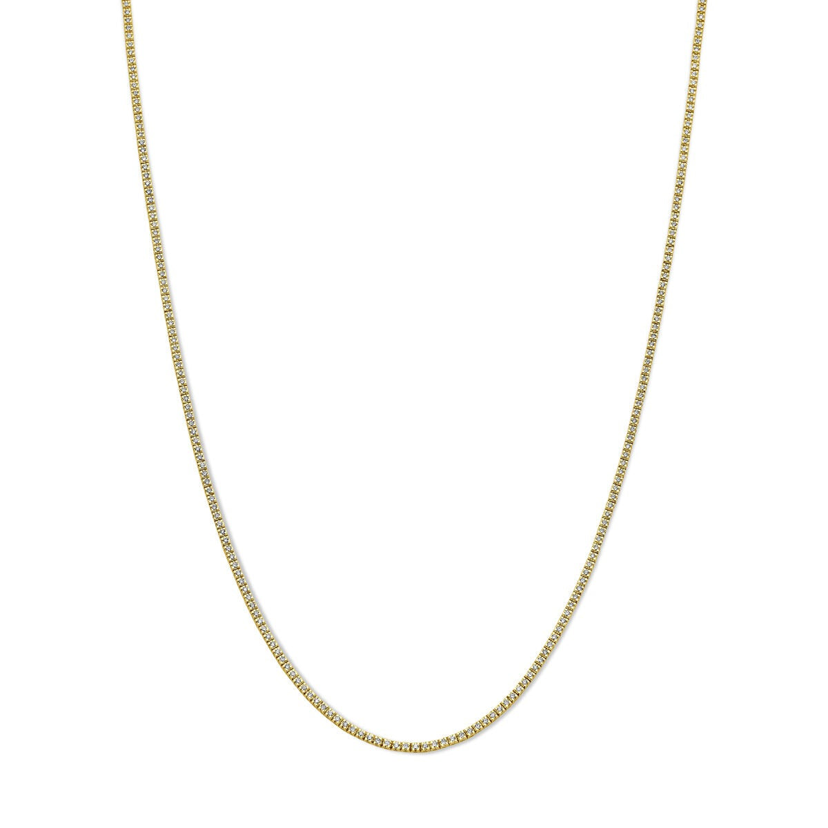 Collana tennista in oro giallo 14k con diamanti, 2.00 ct.
