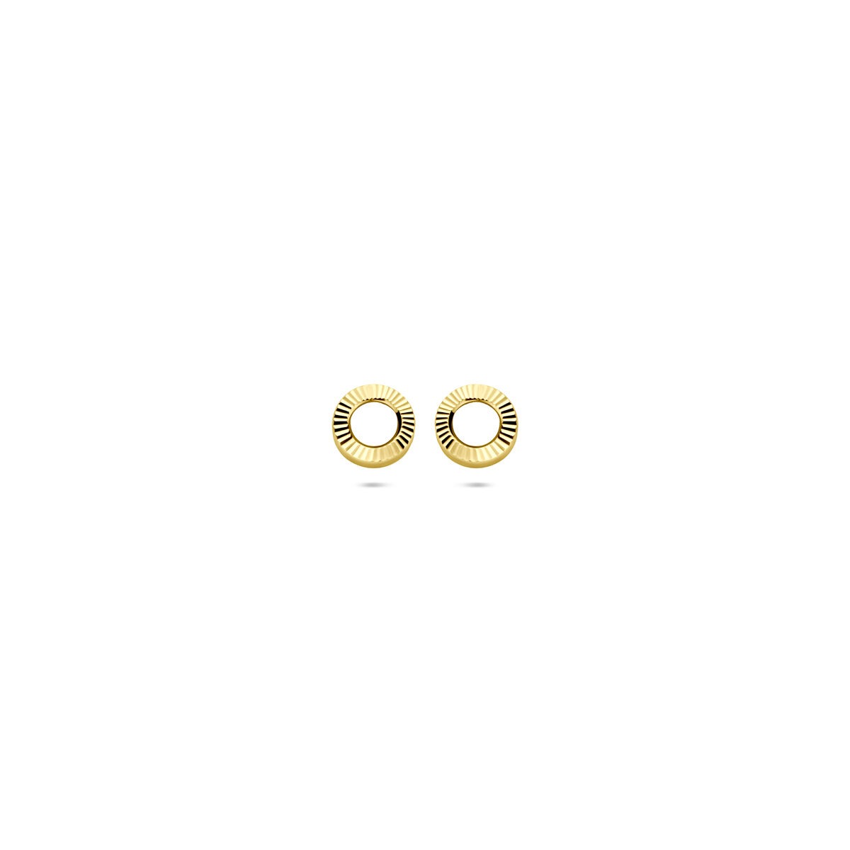 Orecchini rotondi in oro giallo 14k con diametro di 4,5 mm.