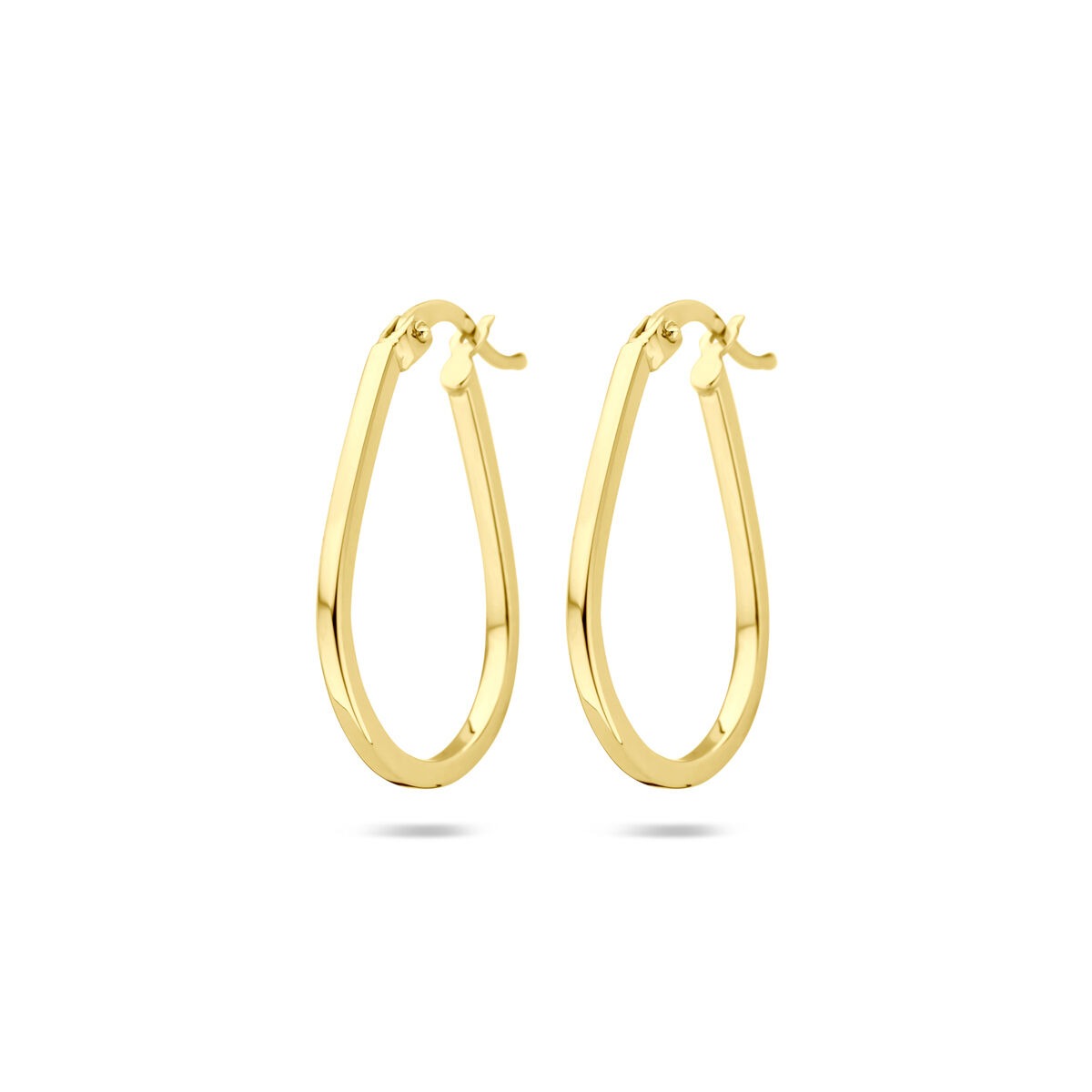 Orecchini in oro giallo 14k a forma di goccia, dimensioni 25 x 1,6 mm.