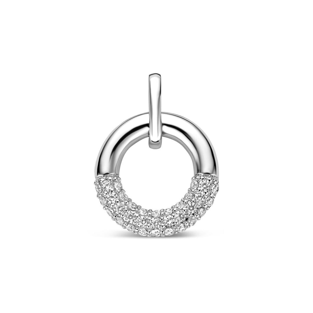 Gerhodineerd 925 zilveren ronde hanger met zirkonia