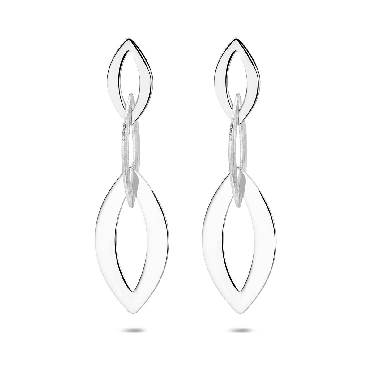 Orecchini in argento 925 rodiato con design a doppia foglia.