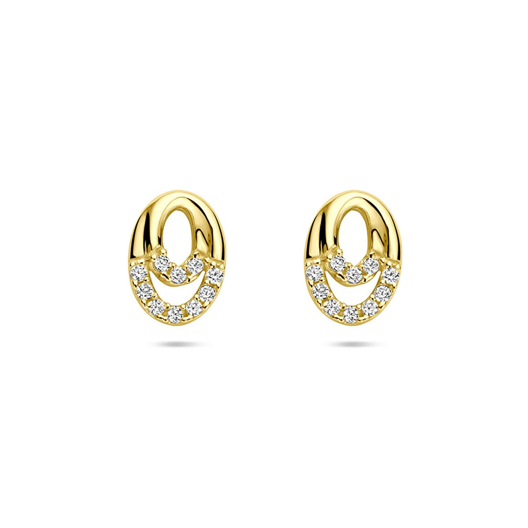 Gouden Oorknopjes 14k met Zirkonia – Entourage Zetting
