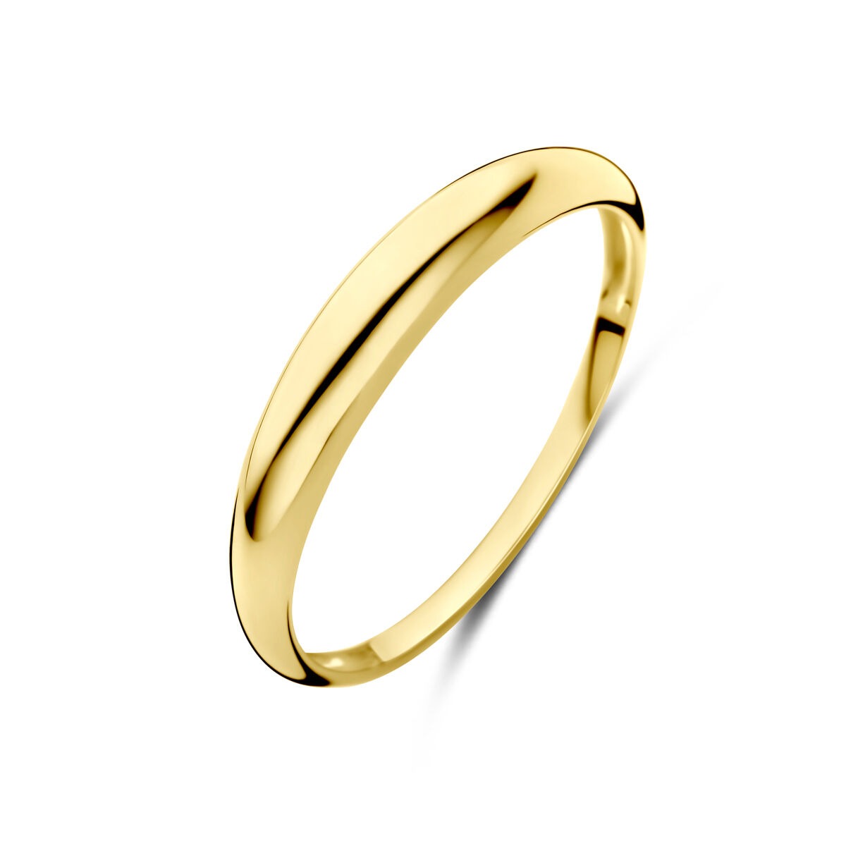 Anello da donna in oro 14k, larghezza di 3,5 mm, finitura lucida e forma semplice.