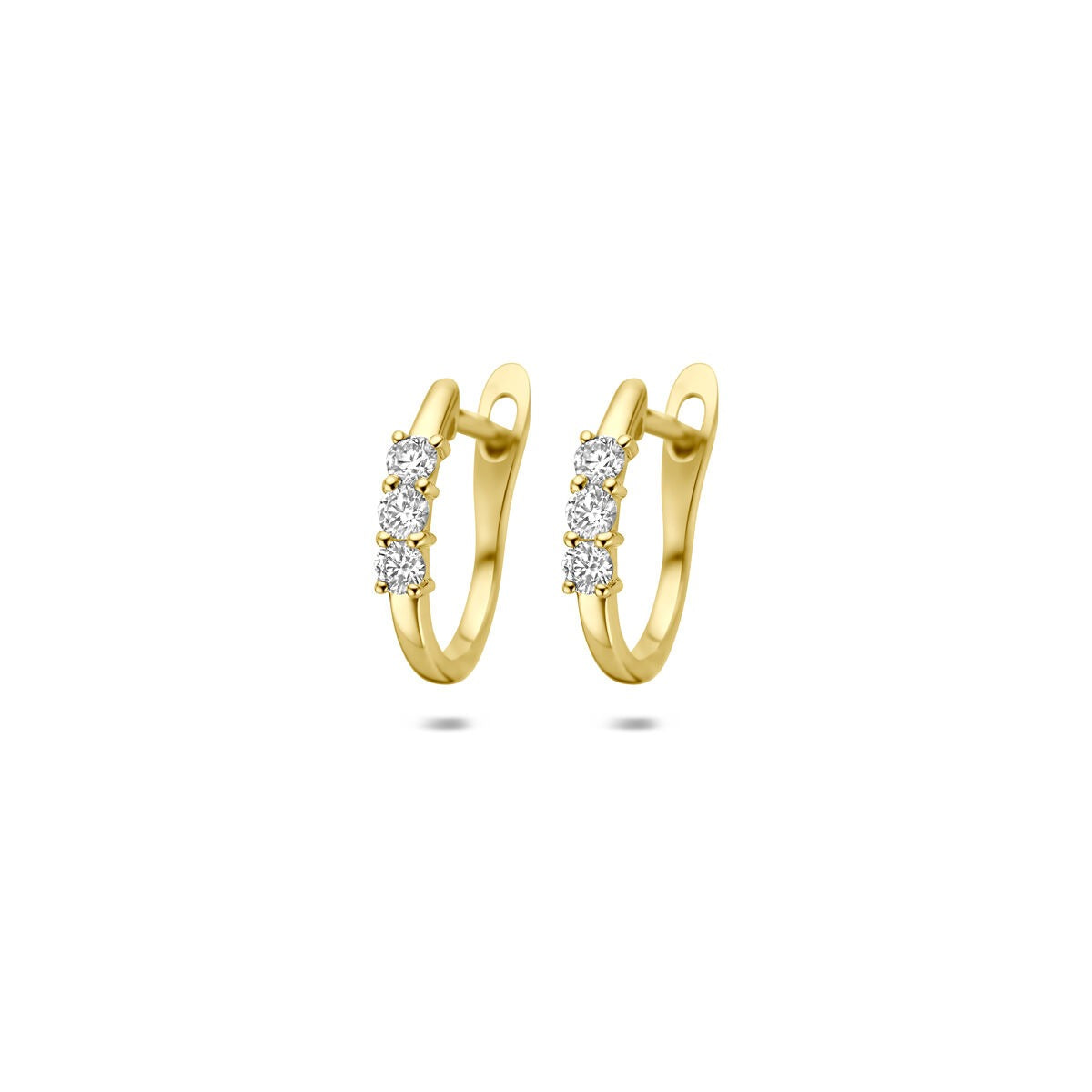 Orecchini alla creola in oro giallo 14k con diamanti.