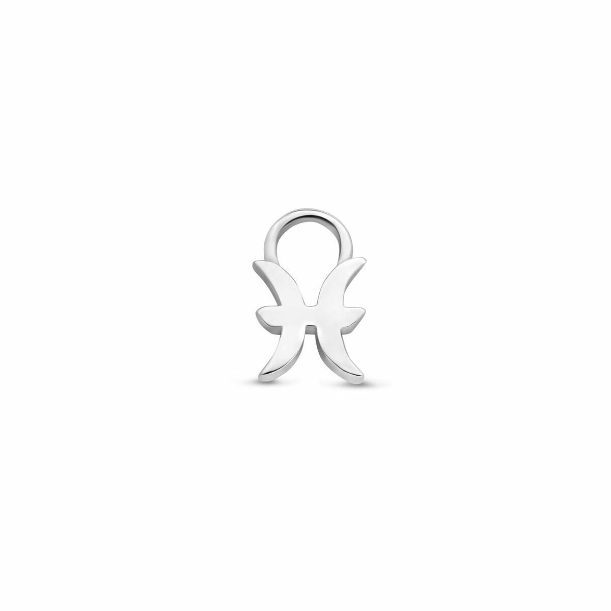 Orecchino pendente in argento 925 rodiato con simbolo zodiacale dei Pesci.