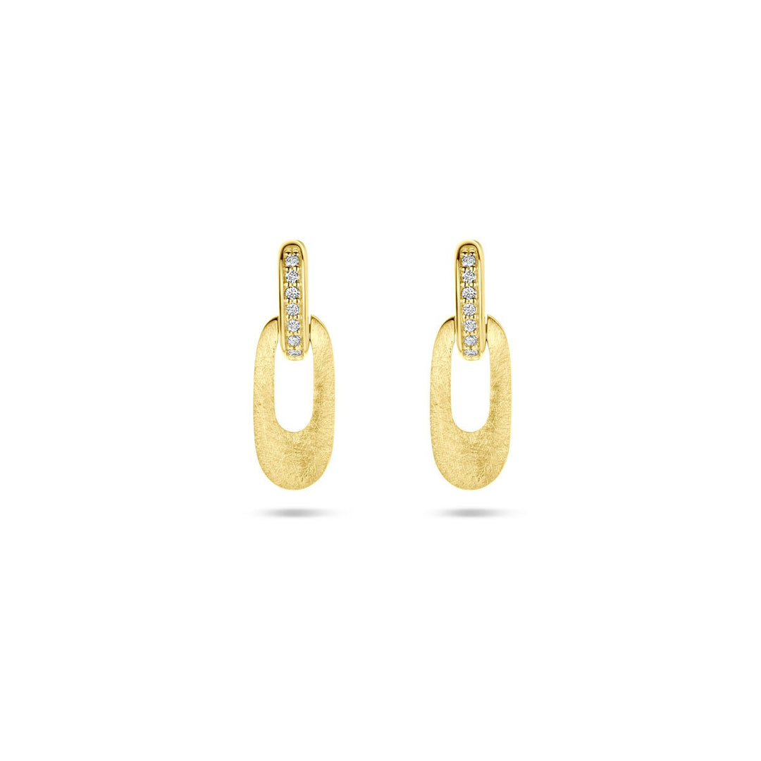 14k geelgouden oorhangers met briljant geslepen diamant 0.04ct